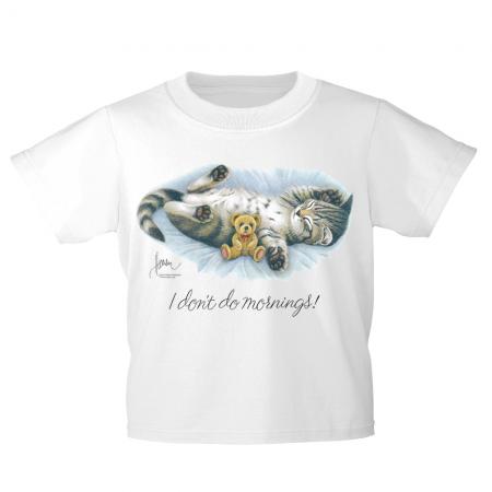 Kinder T-Shirt mit Print Cat Katze i don´t do mornings KA070/1 Gr. 128-164