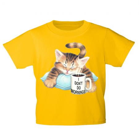 Kinder T-Shirt mit Print Cat KatzeTasse Kaffee KA076/1 Gr. 122-164