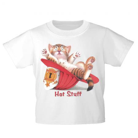 Kinder T-Shirt mit Print Cat Katzeim Feuerwehrhelm KA081/1 Gr. 122-164
