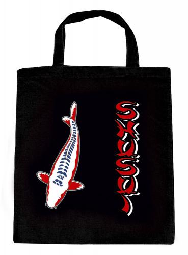 Baumwolltasche mit Print - Koi Shusui - KO214 schwarz