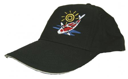 Baseballcap mit Einstickung - Fisch Koi Sonne - KO257 schwarz