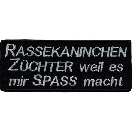 AUFNÄHER RASSEKANINCHENZÜCHTER weil es mir SPASS macht Gr. ca. 11cm x 4,5cm 00602 Applikation Stick Patches Aufbügle