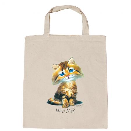 Baumwolltasche mit Print Katze Cat Who me ? 12870 versch. Farben