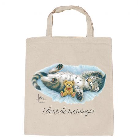 Baumwolltasche mit Print Katze Cat i don´t do mornings - KA070/3