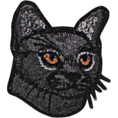 Aufnäher - Katzenkopf dunkelgrau - 00929 - Gr. ca. 6 x 6 cm - Patches Stick Applikation