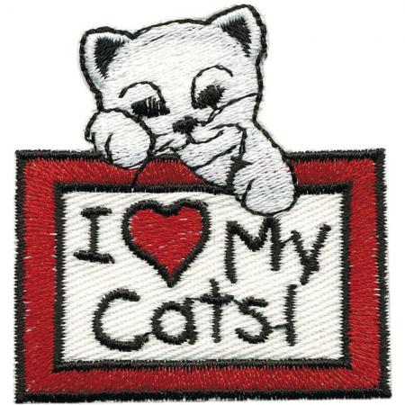 Aufnäher Applikation Patches - I Love my Cats - 01828 - Gr. ca. 5,5 x 5,5 cm