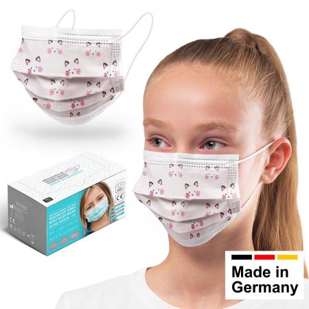 6x Kinder OP-Maske Typ IIR, Kätzchen Kitty, hergestellt in Deutschland