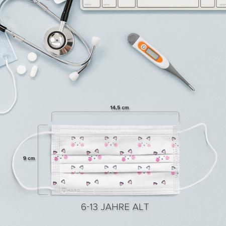 6x Kinder OP-Maske Typ IIR, Kätzchen Kitty, hergestellt in Deutschland