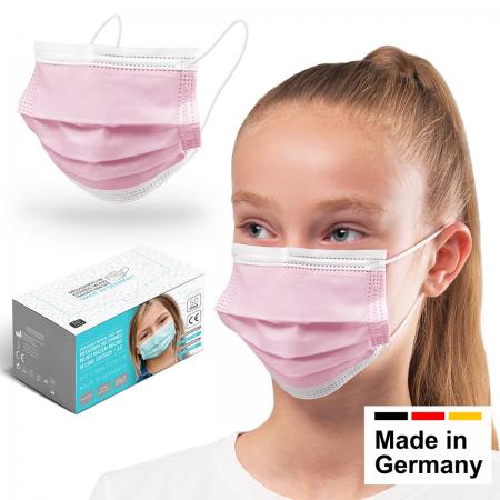 6x Kinder OP-Maske Typ IIR in ROSA, hergestellt in Deutschland