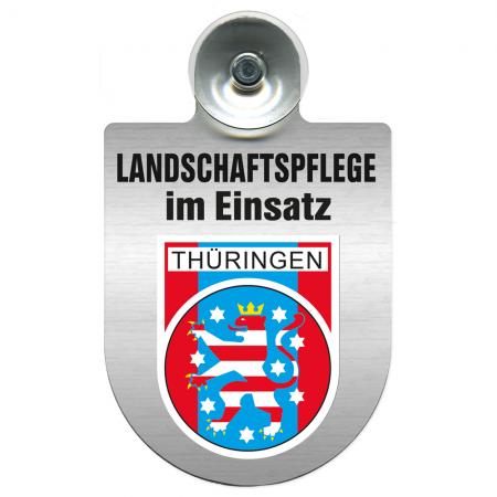 Einsatzschild mit Saugnapf - Landschaftspflege im Einsatz - incl. Regionenwappen 393823