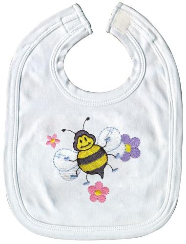 Baby-Lätzchen mit Einstickung - Bienchen und Blümchen - 12727  - weiß