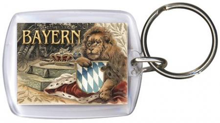 Schlüsselanhänger - Gr. ca. 60x40mm - Bayern Wappen - Löwe - 13233