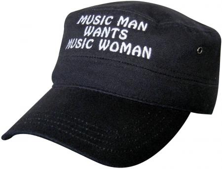 Military-Cap mit Einstickung - Music Man wants Music Woman - 60508 schwarz