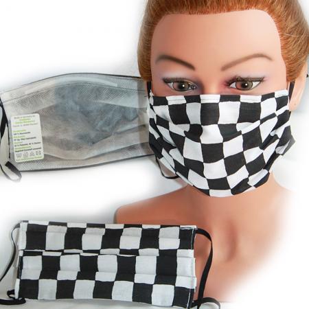 Soft beatembare Maske aus Baumwolle, mit zertifiziertem Innenvlies - Zielflagge 15408 + Gratiszugabe