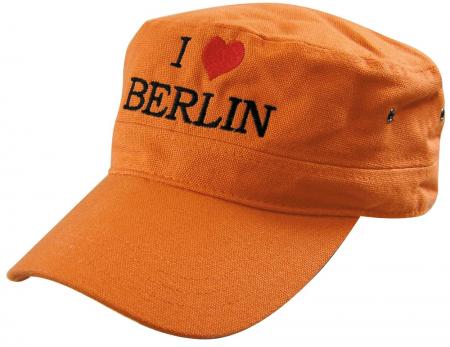 Military-Cap mit Einstickung - I love Berlin - 60516 schwarz weiss orange