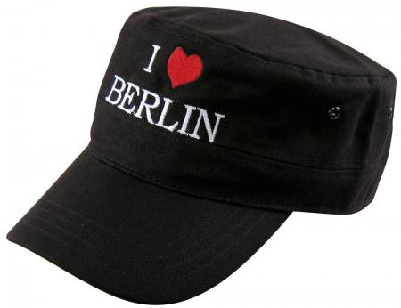 Military-Cap mit Einstickung - I love Berlin - 60516 schwarz weiss orange