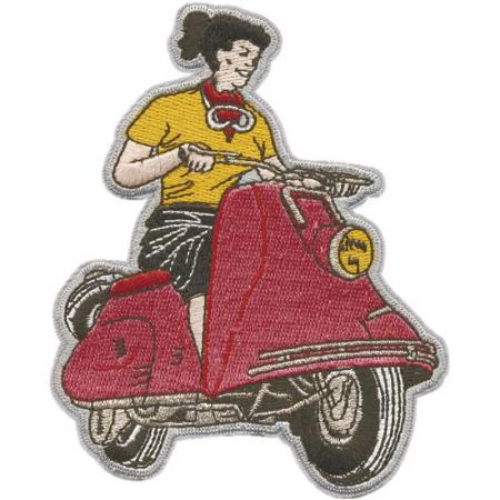 Aufnäher - Roller Rollerfahrerin - 04416 - Gr. ca. 8 x 11 cm - Patches Stick Applikation
