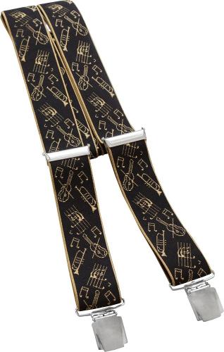Hosenhalter mit Einstickung - Musik Noten - 06596 schwarz-gold