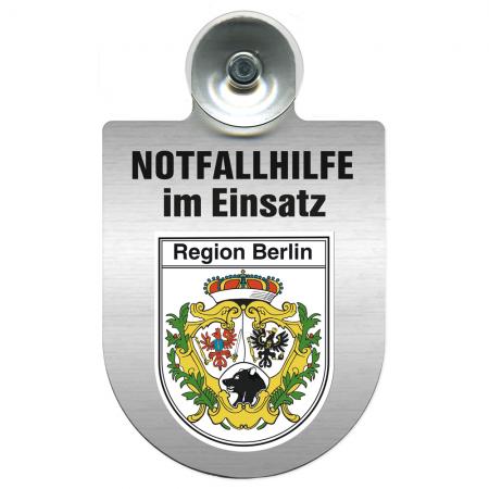 Einsatzschild Windschutzscheibe incl. Saugnapf - Notfallhilfe im Einsatz - 393828 - Region Berlin