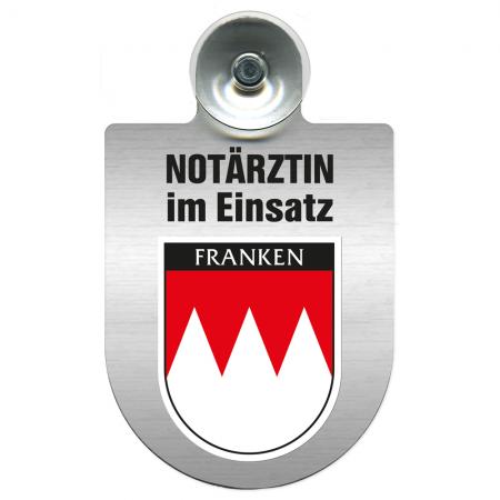 Einsatzschild Windschutzscheibe incl. Saugnapf - Notärztin im Einsatz - 393827 - Region Franken