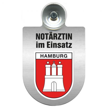 Einsatzschild Windschutzscheibe incl. Saugnapf - Notärztin im Einsatz - 309733 Region Hamburg