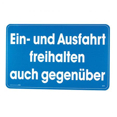Hinweisschild - Ein- und Ausfahrt freihalten auch gegenüber - Gr. ca. 25 x 15 cm - 308479/2