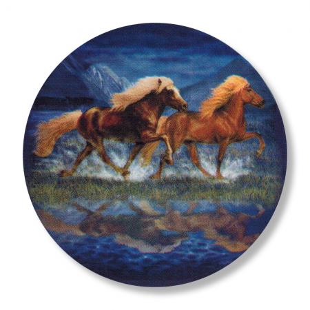 PVC-Aufkleber rund ca. 9 cm    Pferde galloppierend  ©Kollektion Bötzel      PF054