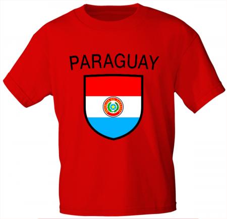 Kinder T-Shirt mit Print Fahne Flagge - PARAGUAY - 76128 rot Gr. 110-164