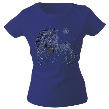 Girly-Shirt mit Strasssteinen Glitzer Pferd Horse Stute G88332 Gr. XS-2XL