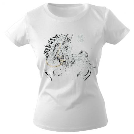 Girly-Shirt mit Strasssteinen Glitzer Pferd Horse Stute G88332 Gr. XS-2XL