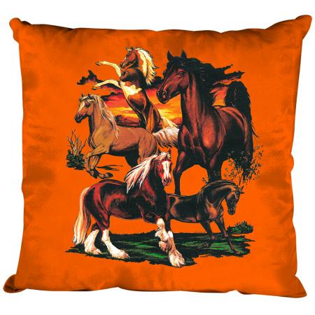 Dekokissen mit Print - Pferde - Größe ca. 40 x 40 cm K12668 Orange