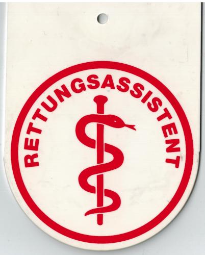 Hinweisschild f. Rückspiegel im Auto - RETTUNGSASSISTENT - Gr. 10x13cm - 308045/3 weiß incl. Saugnapf