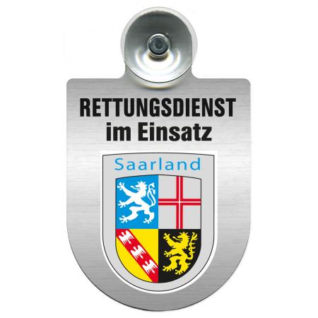 Einsatzschild Windschutzscheibe incl. Saugnapf - Rettungsdienst im Einsatz - incl. Wappen nach Wahl - 309354