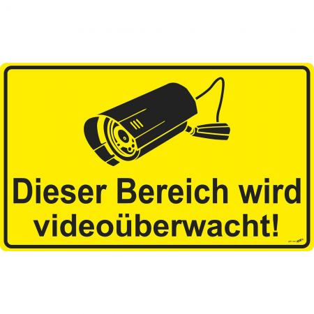 Hinweisschild - Dieser Bereich wird videoüberwacht - Gr. ca. 25 x 15 cm - 308813/1