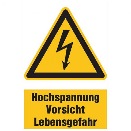 Warnschild - HOCHSPANNUNG - Vorsicht Lebensgefahr - Gr. ca. 20 x 30 cm - 320292/1