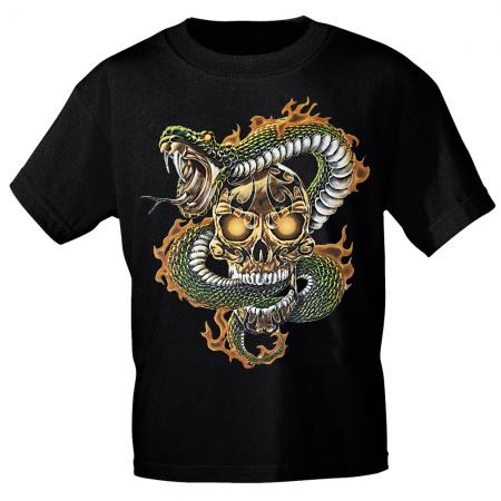 T-Shirt mit Print - Schlange Snap Totenkopf Skull 12996 Gr. S-3XL