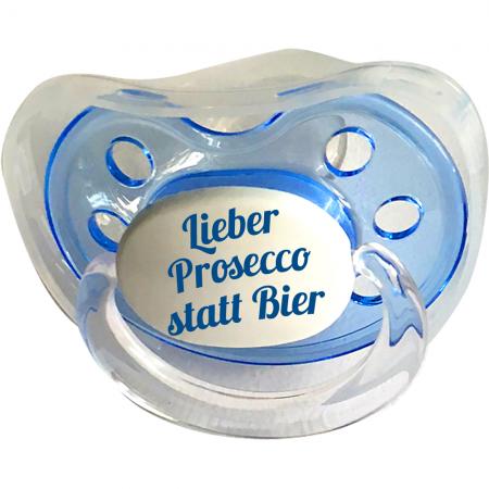 Babyschnuller mit Aufdruck Lieber Prosecco statt Bier   78801