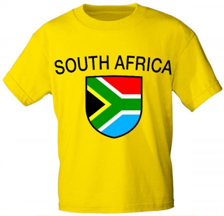 Kinder T-Shirt mit Print Fahne Flagge South Africa Südafrika - K76137 gelb Gr. 86-164