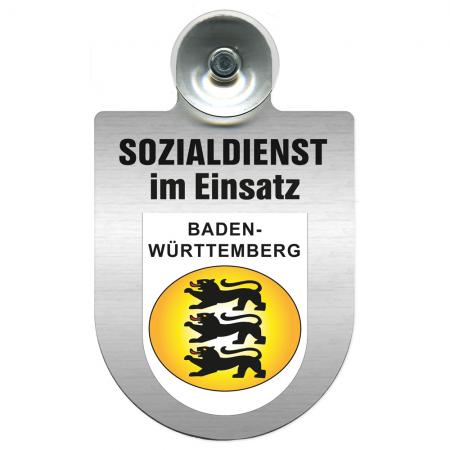Einsatzschild Windschutzscheibe incl. Saugnapf - Sozialdienst im Einsatz - 309388-1 - Region Baden-Württemberg
