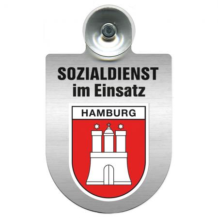 Einsatzschild Windschutzscheibe incl. Saugnapf - Sozialdienst im Einsatz - 309388-15 - Region Hamburg