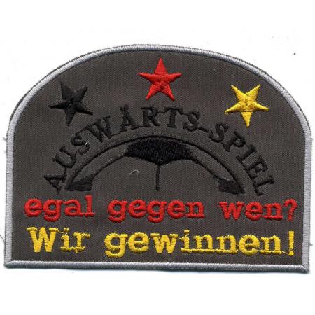 Aufnäher Applikation Patches - Auswärtsspiel wir gewinnen - 01858 Gr. ca. 10 x 7,5 cm