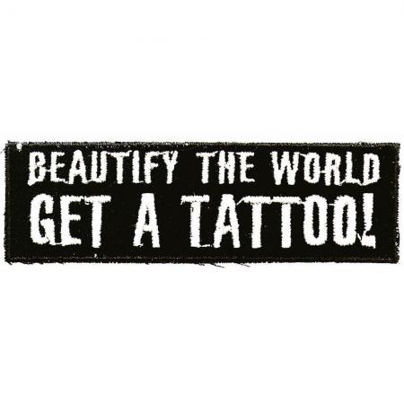Aufnäher - Beautify the World ... - 03247 - Gr. ca. 9 x 2,5 cm - Patches Stick Applikation