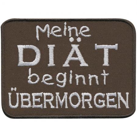 Aufnäher Applikation Patches - Meine Diät beginnt übermorgen - 06063 Gr. ca. 8 x 7 cm