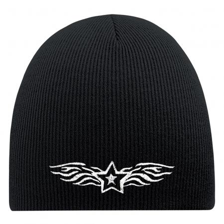 Beanie Mütze Muster mit Stern 55617 schwarz