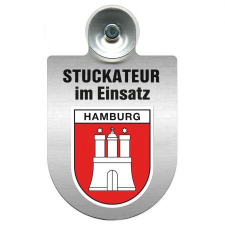 Einsatzschild Windschutzscheibe incl. Saugnapf - Stuckateur im Einsatz - 309747 - Region Hamburg