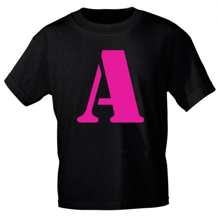 Kinder T-Shirt  mit Print Buchstabe - A - 85130 Schwarz Gr. 110-164