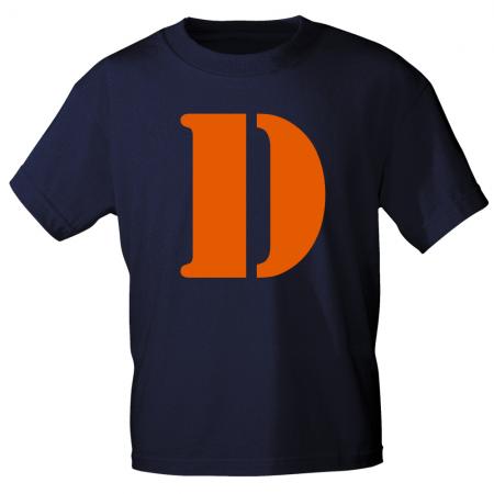 Kinder T-Shirt  mit Print Buchstabe - D - 85130 Schwarz Gr. 110-164