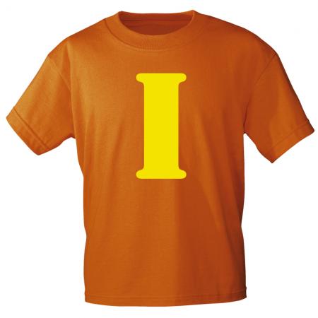 Kinder T-Shirt  mit Print Buchstabe - I - 85130 Orange Gr. 110-164