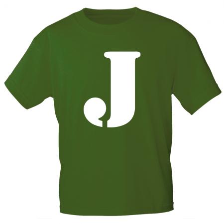 Kinder T-Shirt  mit Print Buchstabe - J - 85130 Dunkelgrün Gr. 110-164