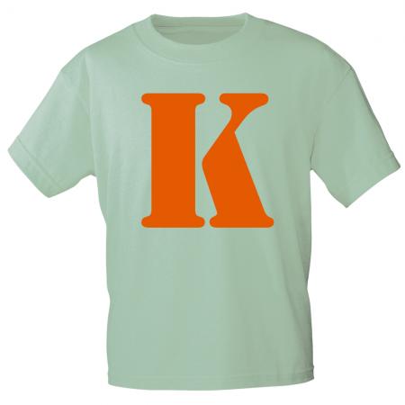 Marken T-Shirt mit Print Buchstabe - K - 85121 Mintgrün Gr. S-3XL